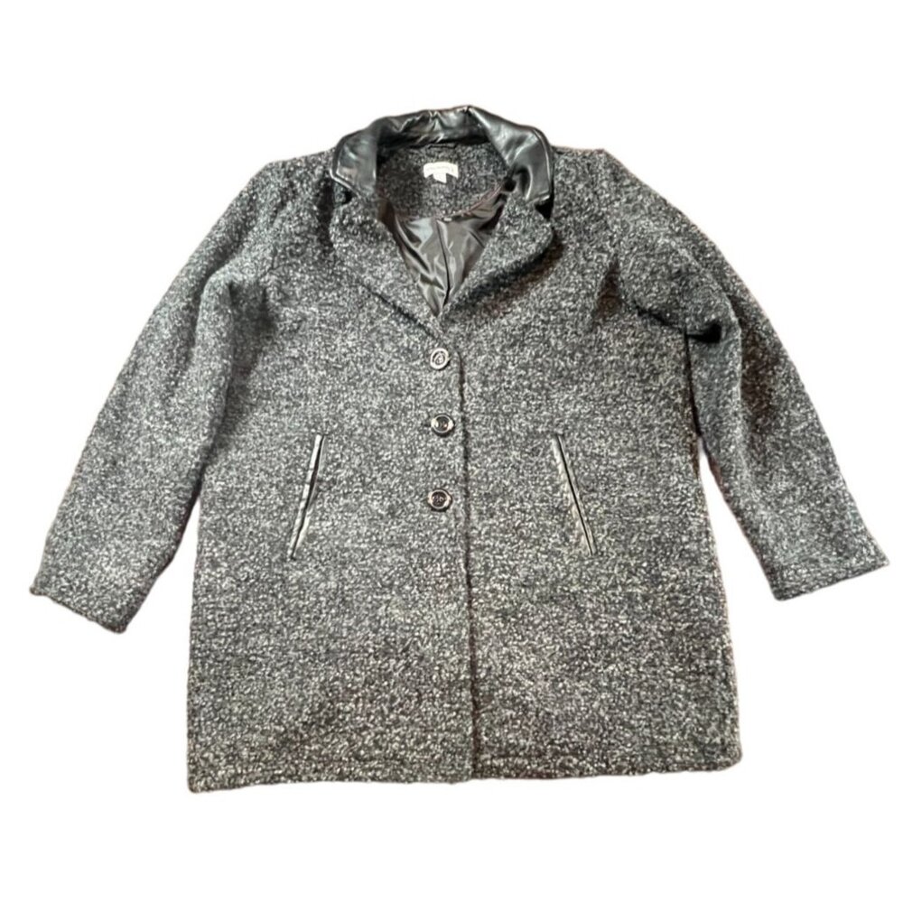 Susan Graver Large Black Tweed Coat Faux Leather Collar (discounted for collar)
